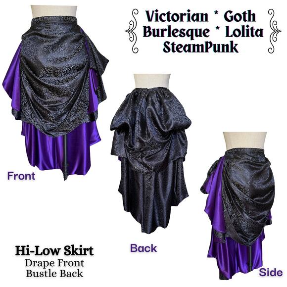 Vintage Costume Hi-Low Bustle Skirt Victorian Goth SteamPunk Burlesque Cosplay - Picture 1 of 13